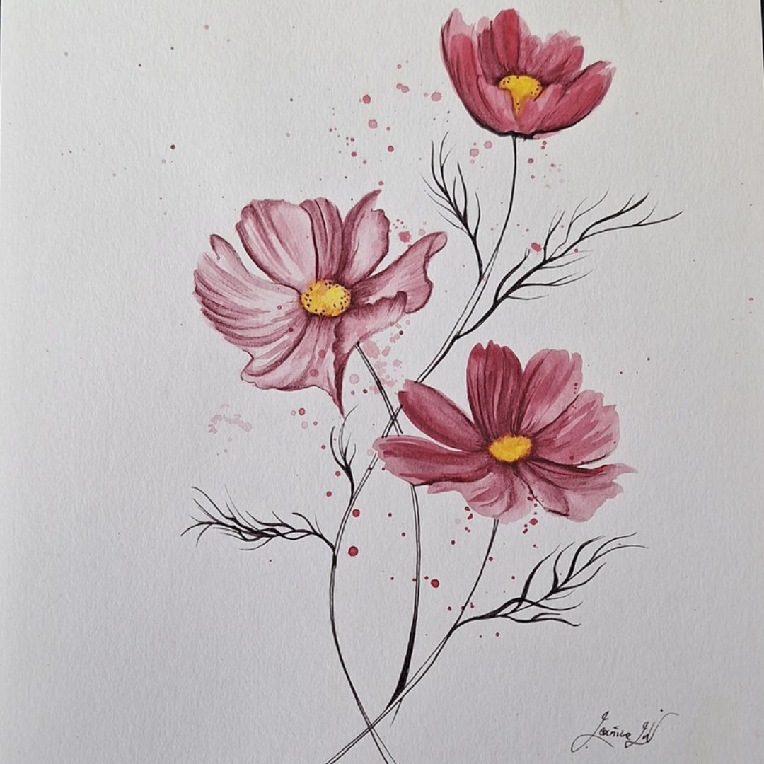 Dusty Red Wild Flower by Jeanine Jansen Van Vuuren
